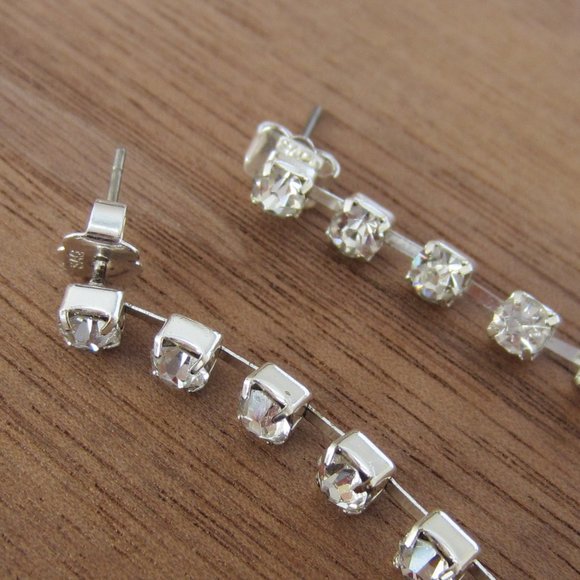 Vintage SAQ Earring Pearls and Crystals Very Long - Picture 5 of 7